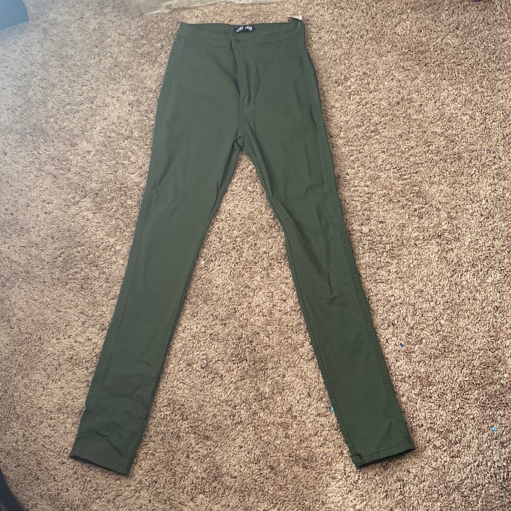 Army green stretch jeans